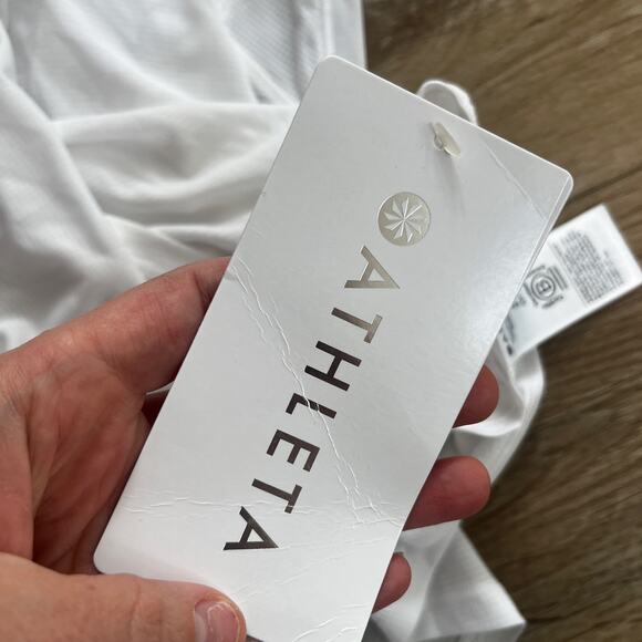 ATHLETA Women's Grid Knit Singlet Tank Size S In Bright White - Picture 13 of 14